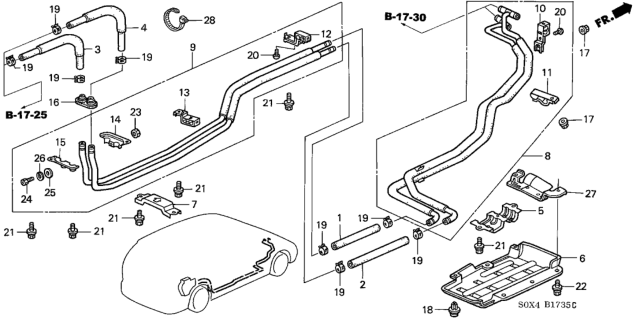 2001 Honda Odyssey 5 Door EX (NAVIGATION) KA 4AT Rear Water Hose Diagram