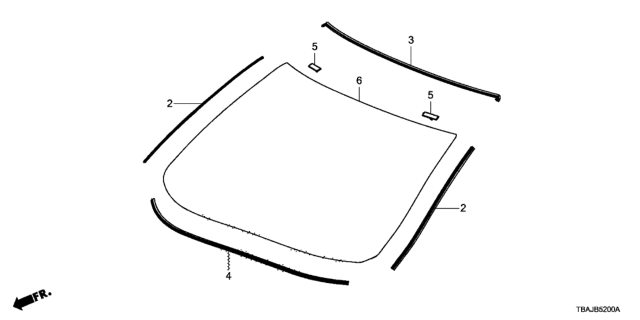 2018 Honda Civic Glass Set, Front Windshield (Green) (Agc) Diagram for 73111-TEG-A21