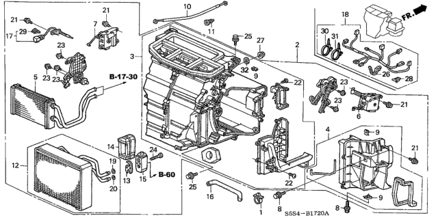 2003 Honda Civic Heater Unit Diagram for 79100-S5S-S12