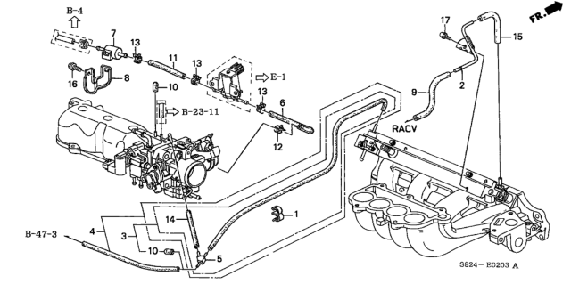 2001 Honda Accord Tube, Pressure Regulator Diagram for 17417-PAA-A00