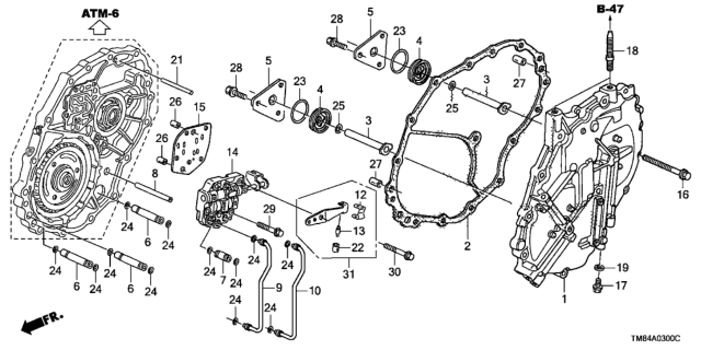 2011 Honda Insight AT Left Side Cover Diagram