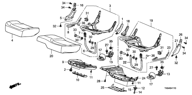 2012 Honda Fit Pad & Trim, R. RR. Seat Cushion *B185L* (URBAN BLUE) Diagram for 82137-TK6-A51ZA