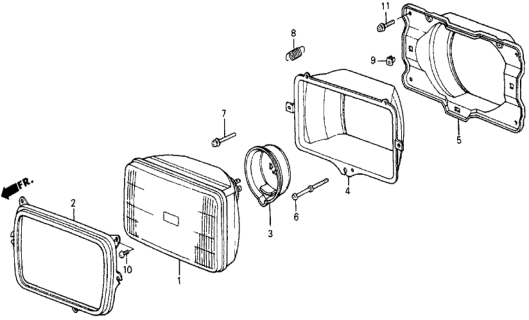 1985 Honda Civic 5 Door 4WD KA 5MT Headlight Diagram
