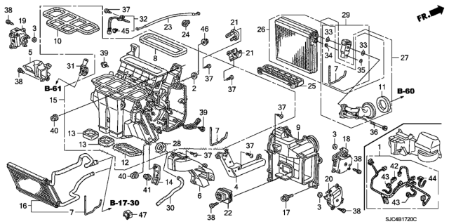 2006 Honda Ridgeline 4 Door RTL KA 5AT Heater Unit Diagram