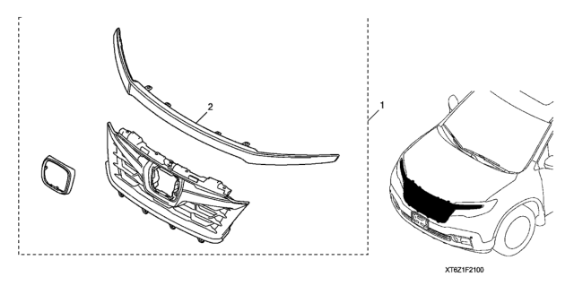 2019 Honda Ridgeline Sport Grille Diagram