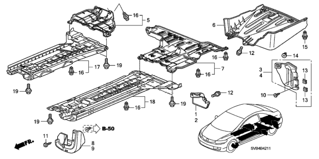 2010 Honda Civic Cover, R. RR. Fender Diagram for 74551-SVA-A00