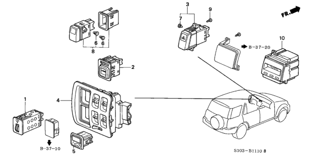 2000 Honda CR-V Switch Assembly, Illumination (Classy Gray) Diagram for 35150-S10-A02ZC