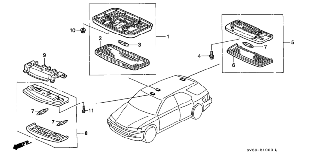 1997 Honda Accord Light Assembly, Interior (Clear Gray) (Donnelly) Diagram for 34250-SV1-A11ZB