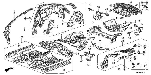 2012 Honda Accord 2 Door EX-L KA 5AT Floor - Inner Panel Diagram