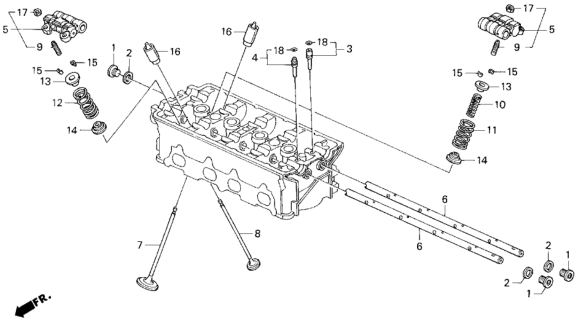 1995 Honda Del Sol Valve, Exhuast Diagram for 14721-PR3-000