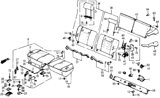 1987 Honda Civic Knob, RR. Seat Lock *YR90L* (SILKY BEIGE) Diagram for 78171-SB6-003ZJ