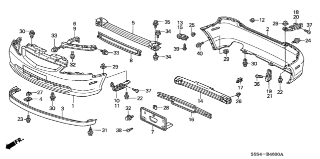 2002 Honda Civic Spacer, L. RR. Bumper (Upper) Diagram for 71599-S5S-G00