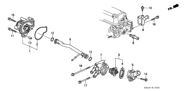 1995 Honda Civic Water Pump - Thermostat Diagram