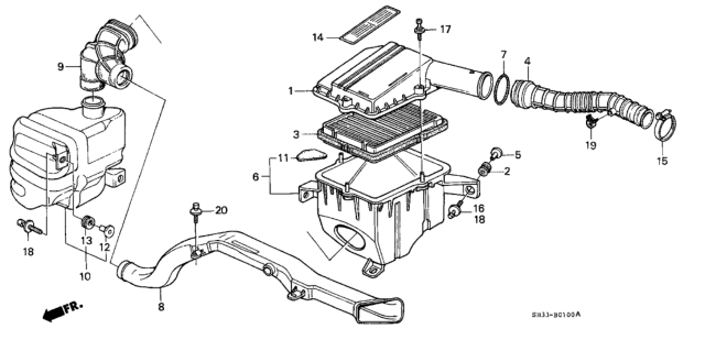 1989 Honda Civic 3 Door STD KL 4MT Air Cleaner Diagram