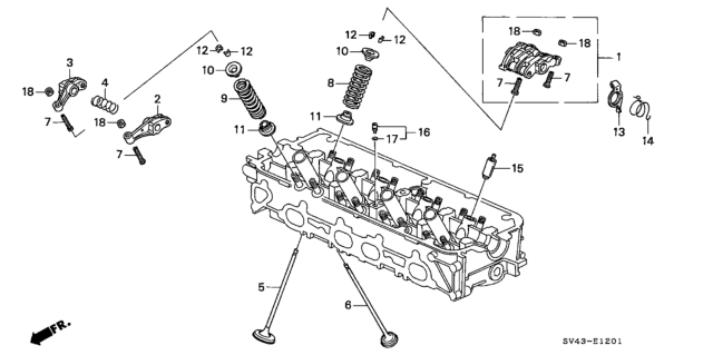 1994 Honda Accord 4 Door EX (LEATHER) KA 5MT Valve - Rocker Arm Diagram