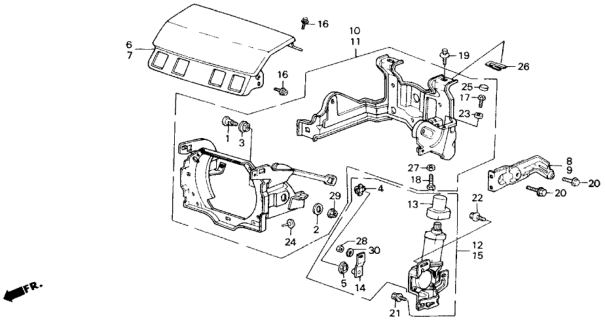 1988 Honda Accord Retractable, L. Headlight Diagram for 76131-SE0-A02ZZ