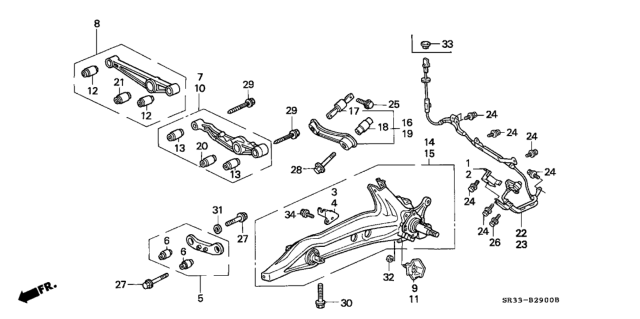 1994 Honda Civic 3 Door SI (ABS) KA 5MT Rear Lower Arm Diagram