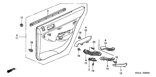 2004 Honda Civic Armrest Assembly, Right Rear Door (Ivory) Diagram for 83705-S5A-003ZD