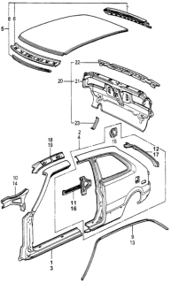 1980 Honda Accord 3 Door LX KA 5MT Body Structure Components Diagram 2