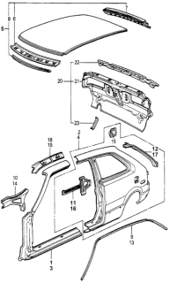 1979 Honda Accord Body Structure Components Diagram 2