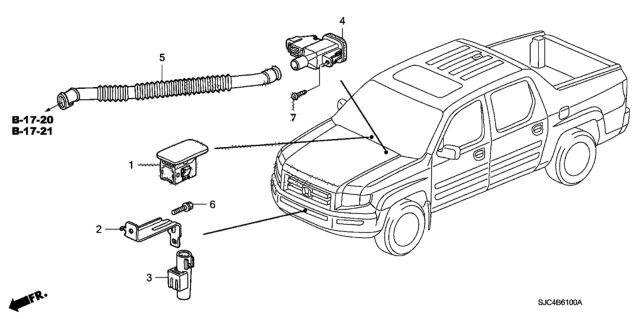 2010 Honda Ridgeline Sensor Assy., In Car Diagram for 80530-SR3-941