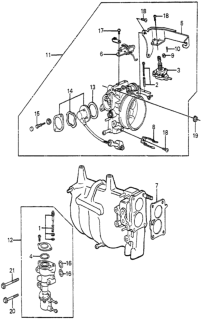 1985 Honda Accord Body Assembly, Throttle Diagram for 16400-PD6-671