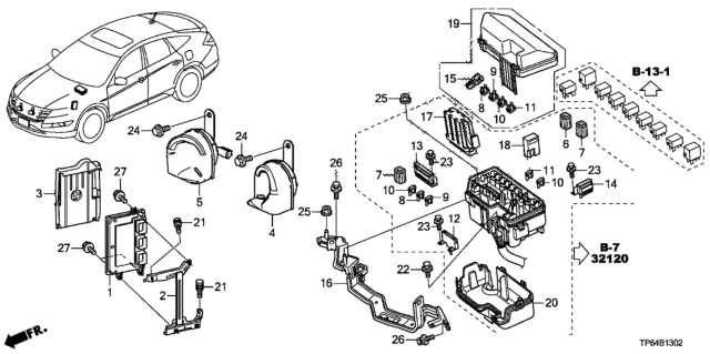 2012 Honda Crosstour Control Unit (Engine Room) (L4) Diagram