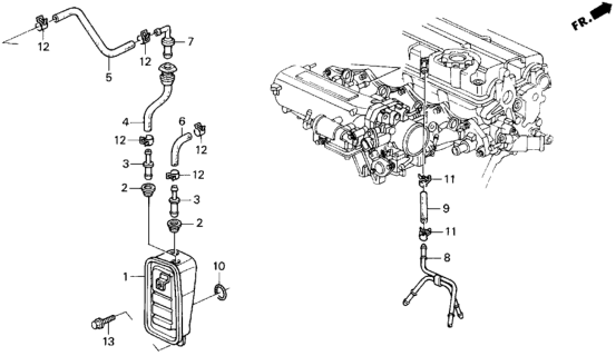 1994 Honda Del Sol 2 Door V-TEC KA 5MT Breather Chamber (V-TEC) Diagram
