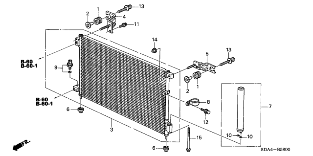 2005 Honda Accord Condenser Diagram for 80110-SDA-A02