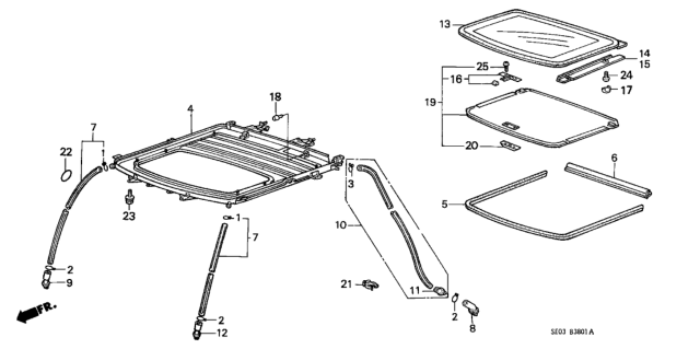 1986 Honda Accord Seal, Slide Frame Diagram for 70167-SA5-920