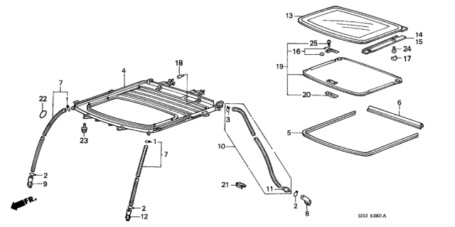 1987 Honda Accord Glass, Slide Diagram for 70200-SE3-A00