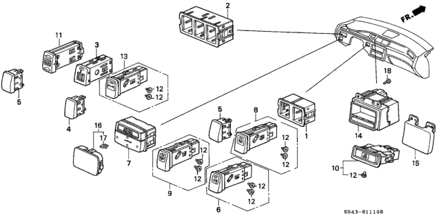 1992 Honda Civic Switch Assembly, Automatic Cruise Main (Black) Diagram for 36775-SR4-A01ZB