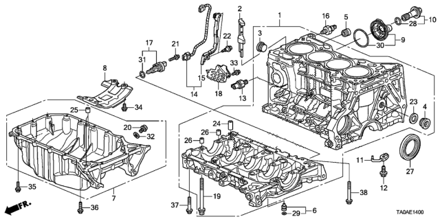 2012 Honda Accord Cylinder Block - Oil Pan (L4) Diagram