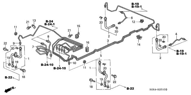 2000 Honda Odyssey Pipe E, L. Brake Diagram for 46361-S0X-000
