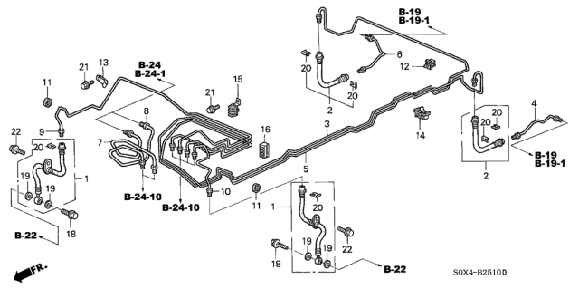 2000 Honda Odyssey Hose Set, Rear Brake Diagram for 01466-S0X-000