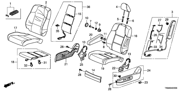 2013 Honda Odyssey Heater, Left Front Seat Cushion Diagram for 81534-TK8-A41