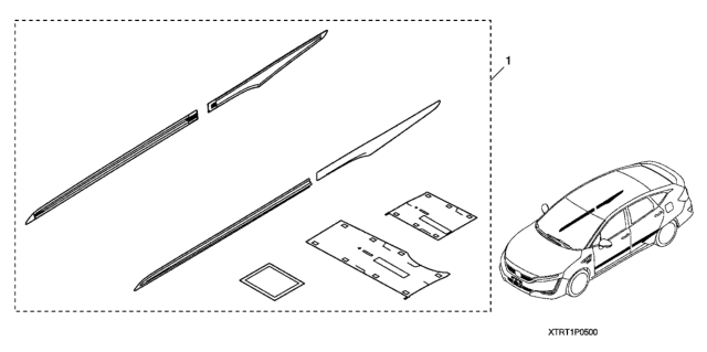 2020 Honda Clarity Plug-In Hybrid Body Side Molding Diagram
