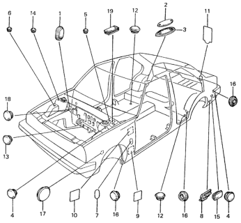 1981 Honda Civic 4 Door ** (1500) KH HMT Grommet - Plug Diagram