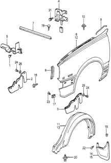 1979 Honda Prelude Splash Guard, L. FR. Diagram for 61802-692-660