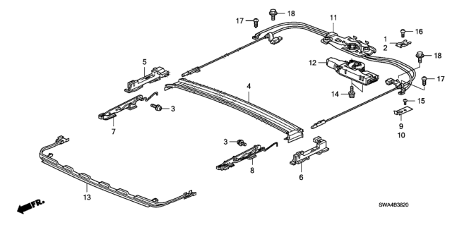 2009 Honda CR-V Channel, Drain Diagram for 70240-SEA-J11