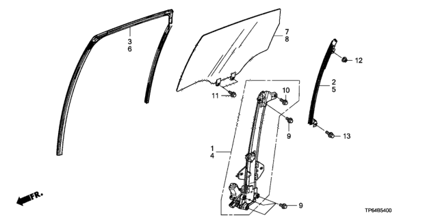 2012 Honda Crosstour Glass Assy., R. RR. Door (Privacy)(Agc) Diagram for 73400-TP6-A10