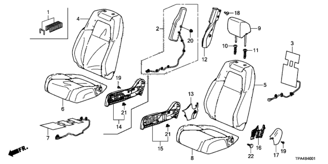 2021 Honda CR-V Hybrid Front Seat (Passenger Side) Diagram