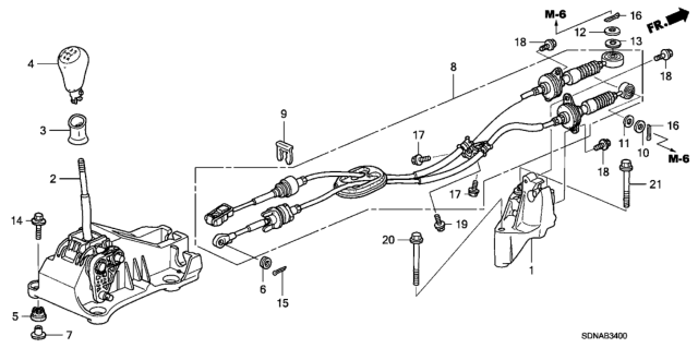 2007 Honda Accord Shift Lever (L4) Diagram