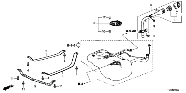 2021 Honda Passport PIPE, FUEL FILLER Diagram for 17650-TG7-A11