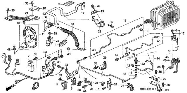 1992 Honda Accord A/C Hoses - Pipes Diagram 2