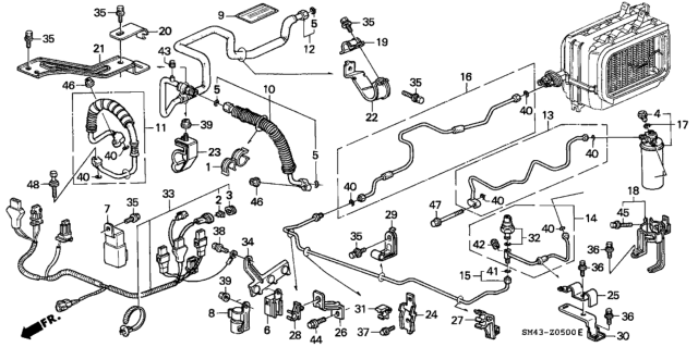 1992 Honda Accord Label, Air Conditioner Caution Diagram for 80050-SM4-A01