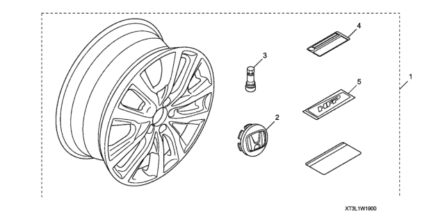 2017 Honda Accord 4 Door SE (SE) KA CVT Alloy Wheel Diagram 2