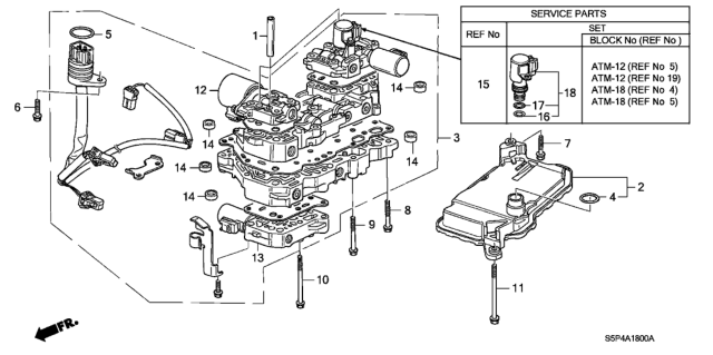 2004 Honda Civic CVT Valve Body (CVT) Diagram