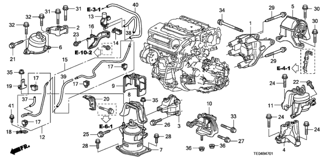 2011 Honda Accord Engine Mounts (V6) Diagram