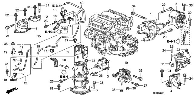 2011 Honda Accord Bracket, Electronic Control Mount Solenoid Diagram for 50931-TE1-A50